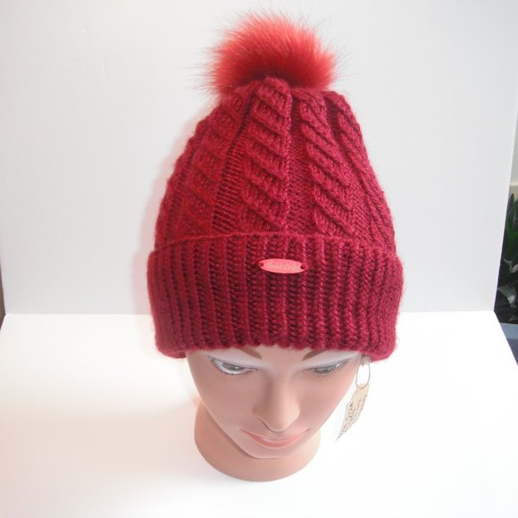 Hand Knitted Hat Toque Adult-OneSize Acrylic Color Burgundy-002 Hand knit by me - Picture 3 of 12